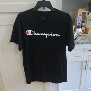 Champion Black Tee with Iconic Logo